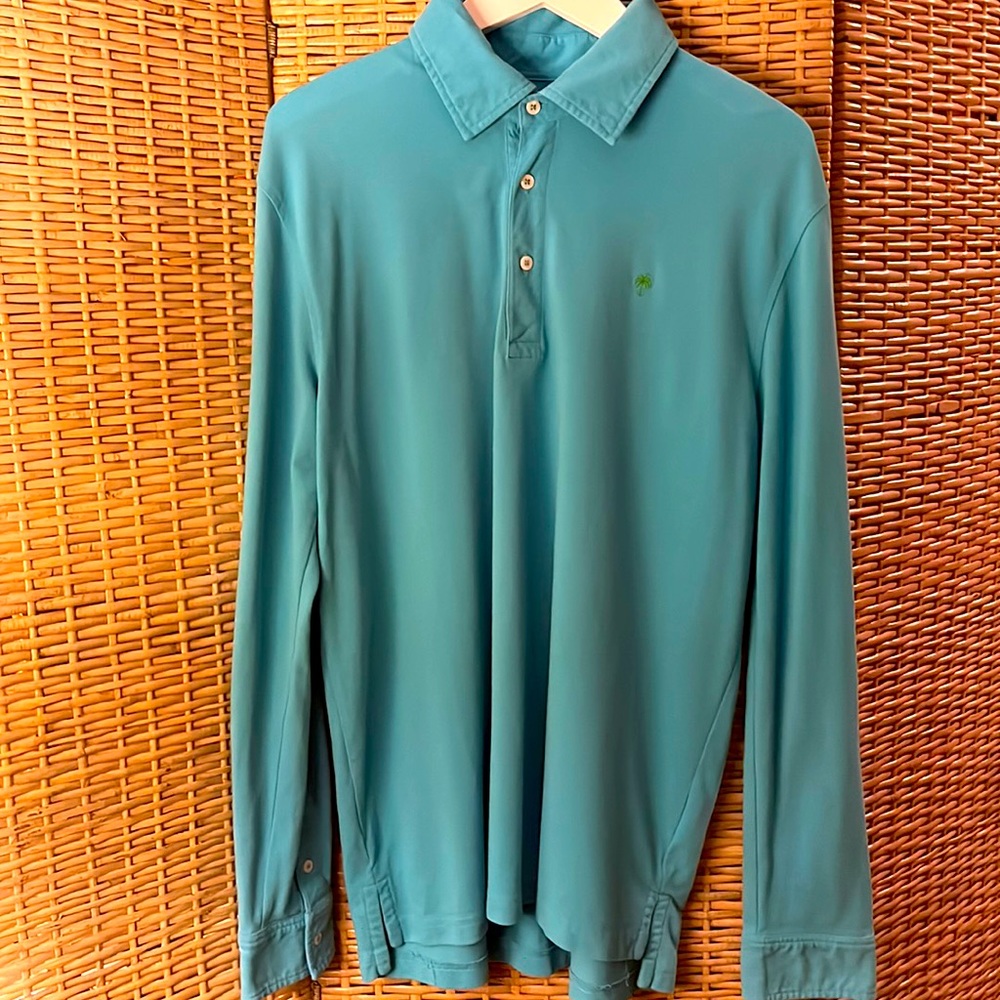 Lilly Pulitzer Mens💙 Long Sleeve Polo Shirt Size Large